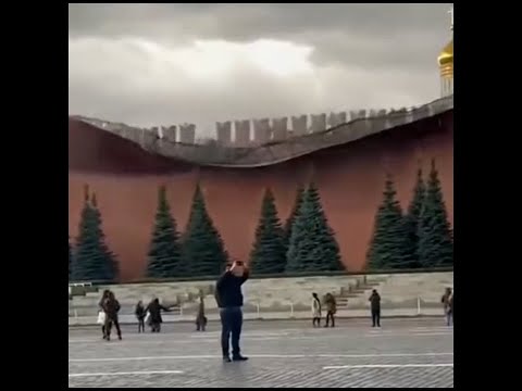 Red Square Strong wind blows the roof off Kremlin Moscow Russia weather incident footage Octob. 2021