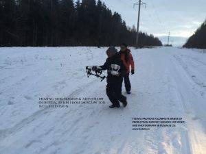 Filming Dog Sledding Adventure in Russia, Drone Filming in winter