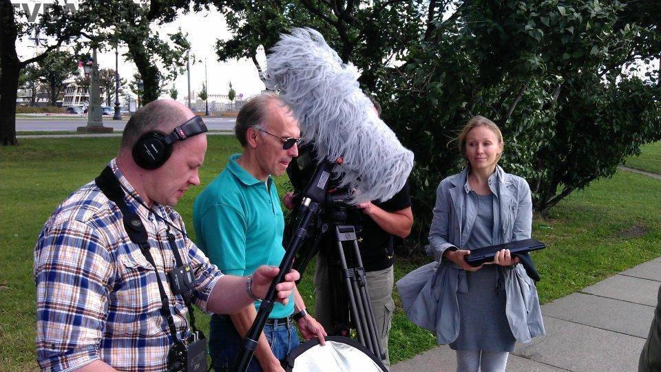 MULTILINGUAL TELEVISION PRODUCER ON LOCATION IN RUSSIA. FILMING IN ST PETERSBURG IN RUSSIA- ANCIENT ALIENS SERIES 3 FOR HISTORY CHANNEL