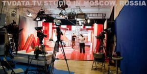 Moscow live video production studio with multi-camera broadcast equipment.