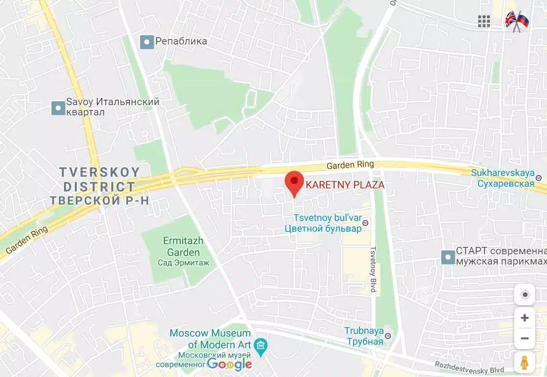 Television Studio Location is close to Zvetnoy Bulvar metro station which is approximately 20 minutes walk to the Red Square. 