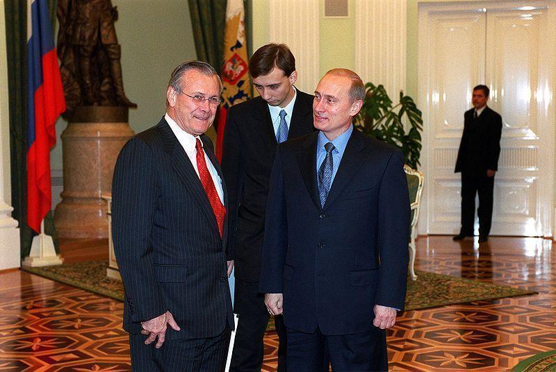 Rumsfeld in Moscow stock footage