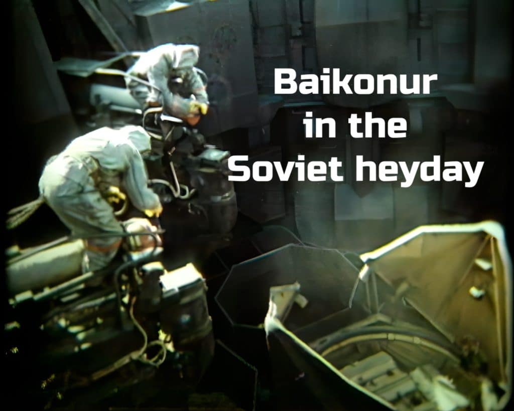 Soviet Launch Crew Positions Booster on Baikonur Pad (c. 1980s)