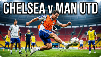 Chelsea FC players train at Luzhniki Stadium, Moscow, before the 2008 UEFA Champions League final. Archive footage to license in HD, with an AI-upscaled 4K version on request.